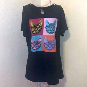 Instant Message Andy Warhol like cat shirt Large